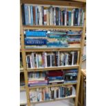 Five shelves of military books. Not available for in-house P&P, contact Paul O'Hea at Mailboxes on