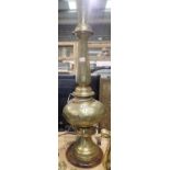 Large brass lamp in the Turkish style, H: 35 cm. All electrical items in this lot have been PAT