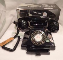 Black Carrington push button telephone in the 1920s style, compatible with modern telephone
