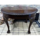 Mahogany circular table with ball and claw supports, D: 60 cm. Not available for in-house P&P,