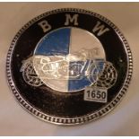 Aluminium BMW Motorcycle plaque, D: 22 cm. P&P Group 1 (£14+VAT for the first lot and £1+VAT for