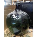 Wide girth green carboy wired for external light, H: 65 cm, W: 54 cm. All electrical items in this