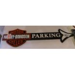 Cast iron Harley Davidson Parking arrow, L: 40 cm. P&P Group 1 (£14+VAT for the first lot and £1+VAT