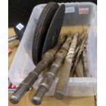 Mixed heavy drill bits and five flex cutting discs. Not available for in-house P&P, contact Paul O'