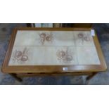 Tile top coffee table with undertier, 48 x 96 cm. Not available for in-house P&P, contact Paul O'Hea