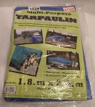 New and unused multi purpose tarpaulin, 1.8 x 2.4 metres. P&P Group 1 (£14+VAT for the first lot and