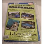 New and unused multi purpose tarpaulin, 1.8 x 2.4 metres. P&P Group 1 (£14+VAT for the first lot and