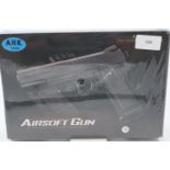 New boxed 6mm BB airsoft pistol, model V19, in tan. P&P Group 2 (£18+VAT for the first lot and £3+