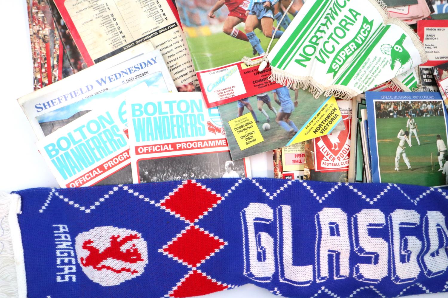 Collection of 1970s-90s Liverpool FC programmes with further programmes including Lancashire Cricket