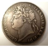 1821 silver crown of George IV. P&P Group 0 (£5+VAT for the first lot and £1+VAT for subsequent