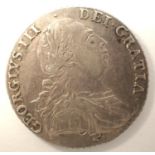 1787 silver shilling of George III, with hearts. P&P Group 0 (£5+VAT for the first lot and £1+VAT