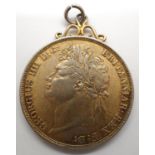 1821 silver crown of George IV, with soldered mount and gilt. P&P Group 0 (£5+VAT for the first