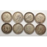 Eight silver threepences of George V, 1913-1919. P&P Group 0 (£5+VAT for the first lot and £1+VAT