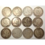 Twelve silver threepences of Queen Victoria, 1884-1900. P&P Group 0 (£5+VAT for the first lot and £