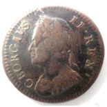 1754 George II farthing. P&P Group 0 (£5+VAT for the first lot and £1+VAT for subsequent lots)