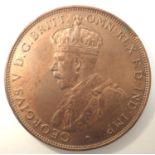 1928 Australian Colonial penny of George V, EF condition. P&P Group 0 (£5+VAT for the first lot