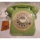 Mint green 1960/1970s style rotary telephone, compatible with modern telephone banking and any