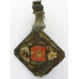 11 - 12th century iron decorated clasp with enamel still present, assumed Norman H: 35 mm. P&P Group