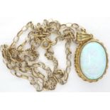 9ct gold opal set pendant necklace, chain L: 50 cm, 6.3g. P&P Group 1 (£14+VAT for the first lot and