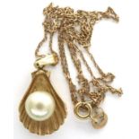 American 10ct gold pearl pendant necklace, L: 20 mm, combined 3.4g. P&P Group 1 (£14+VAT for the
