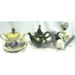 Three small Paul Cardew teapots, Collect It (40/500) tallest H: 16 cm. P&P Group 2 (£18+VAT for