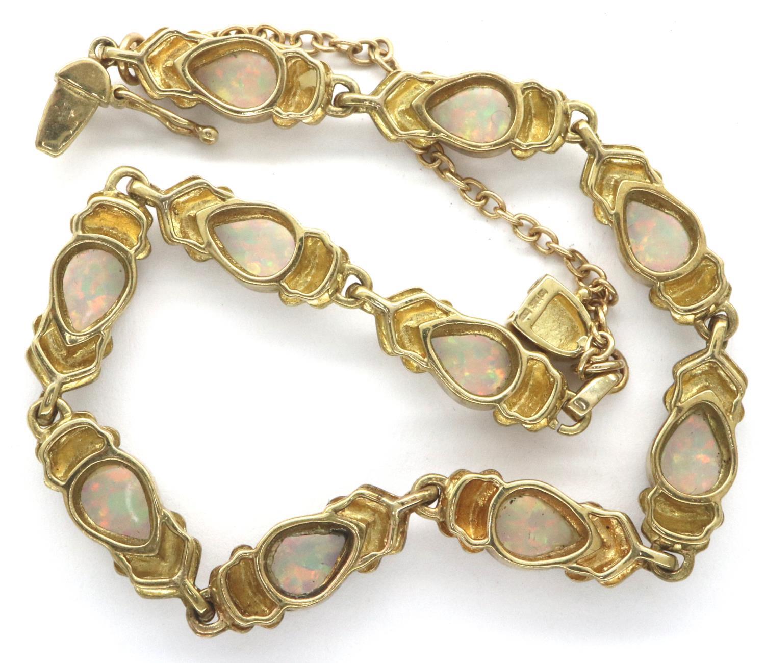 9ct gold opal set bracelet, L: 16 cm, 10.8g. P&P Group 1 (£14+VAT for the first lot and £1+VAT for - Image 2 of 3