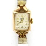 Avia: 9ct gold cased ladies 15 jewels wristwatch, not working at lotting. P&P Group 1 (£14+VAT for