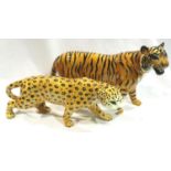 Beswick stalking tiger and leopard, L: 29 cm. No chips, cracks or visible restoration. P&P Group