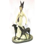 Michael Sutty limited edition woman with two Borzoi, 92/150, H: 38 cm. P&P Group 3 (£25+VAT for