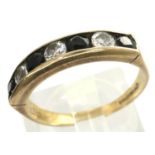 9ct gold ring set with sapphires and CZ, size N, 2.2g. P&P Group 1 (£14+VAT for the first lot and £