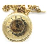 Rotary: silver plated pocket watch and chain, L: 32 cm, working at lotting. P&P Group 1 (£14+VAT for
