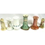 Six Victorian and Edwardian ceramic hat pin holders, small chip to one. P&P Group 2 (£18+VAT for the