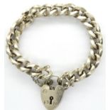 Hallmarked silver bracelet with padlock clasp, Birmingham assay, L: 20 cm, 34g. P&P Group 1 (£14+VAT