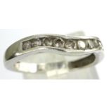 9ct white gold diamond set wave half eternity ring, fully hallmarked, size L, boxed, 1.8g. P&P Group