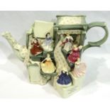 Paul Cardew fine bone China figurines prototype teapot figurine, lacking forearm, H: 19 cm. P&P