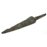 Viking Iron Age tempered spear head, L: 125 mm. P&P Group 0 (£5+VAT for the first lot and £1+VAT for