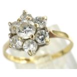 9ct gold ring set with white stones, size N/O, 1.6g. P&P Group 1 (£14+VAT for the first lot and £1+