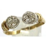 9ct gold torque ring set with white stones, size T+, 2.2g. P&P Group 1 (£14+VAT for the first lot