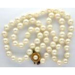 Pearl choker with 9ct gold clasp, L: 45 cm. P&P Group 1 (£14+VAT for the first lot and £1+VAT for
