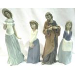 Four Nao figurines, tallest H: 27 cm. No chips, cracks or visible restoration. P&P Group 3 (£25+