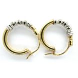 Pair of 9ct gold diamond set hoop earrings, combined 2.3g. P&P Group 1 (£14+VAT for the first lot