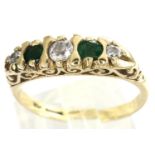 9ct gold CZ and emerald ring, size P, 2.8g. P&P Group 1 (£14+VAT for the first lot and £1+VAT for