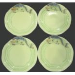 Four Clarice Cliff fish plates, D: 22 cm. No cracks, chips or visible restoration. P&P Group 3 (£