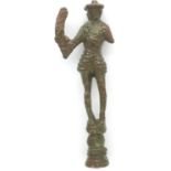 19th century bronze pipe tamper with Highlander design, H: 58 mm. P&P Group 0 (£5+VAT for the