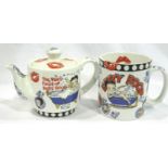 Small Paul Cardew Betty Boop teapot and mug, H: 10 cm. P&P Group 2 (£18+VAT for the first lot and £