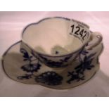 Blue and white tea cup and saucer. P&P Group 2 (£18+VAT for the first lot and £3+VAT for