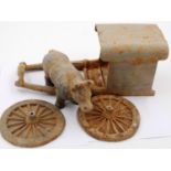 A rare Tang Dynasty chariot with buffalo, the beast being freestanding (no terrace), the chariot