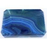 A large chalcedony blue banded agate block, with bevelled edges, 11 x 7 x 2 cm H. P&P Group 2 (£18+