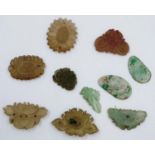 Mixed early Oriental carved jade attachments and buttons, largest L: 28 mm. P&P Group 1 (£14+VAT for