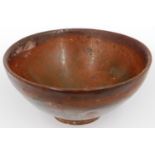 Southern Song Jian Dynasty bowl, glazed in brown and footed, very light hairline crack from rim,